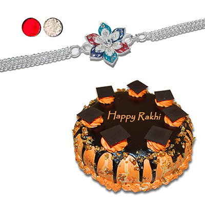 "Rakhi - SIL-6150 A (Single Rakhi) , Chocolate cake - 1kg - Click here to View more details about this Product